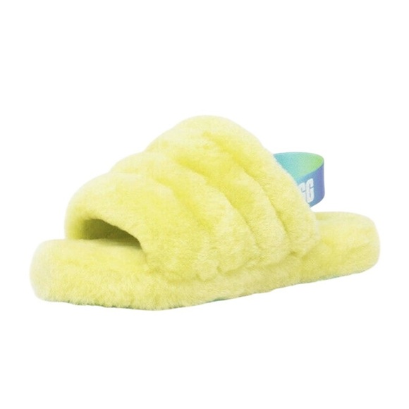 UGG Sheepskin Fluff Yeah Slippers Slide Shoes Size 5 Youth or 6.5/7 Women - Picture 2 of 13